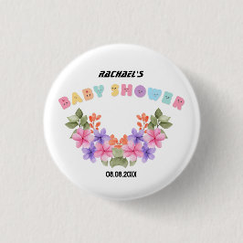 Soft Pink Floral Girl Babydusche Button