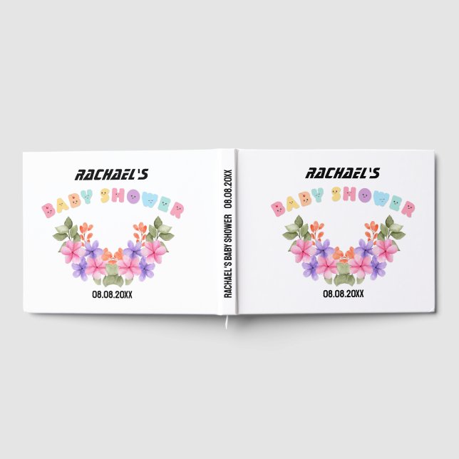 Soft Pink Floral Girl Babydusche Gästebuch (Voll)