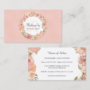 Soft Pink Floral Makeup Artist Visitenkarte