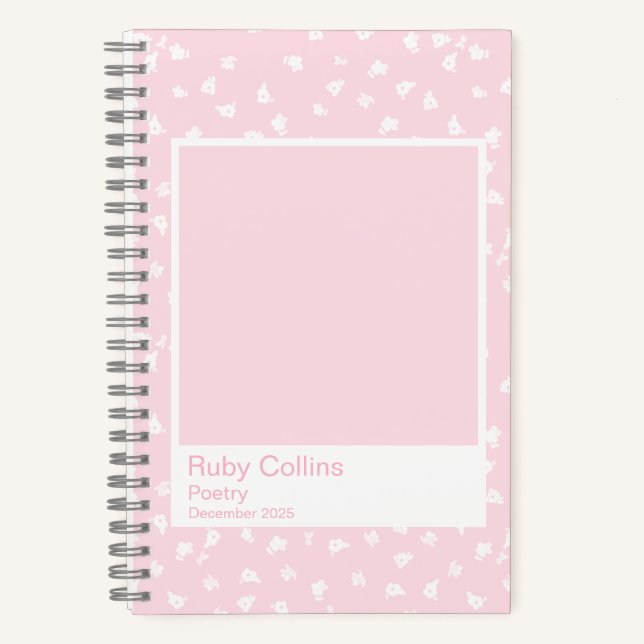 Soft Pink Floral Minimal Ditsy Notizbuch (Vorderseite)