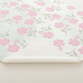 Soft Pink Floral Sherpa Blanket Sherpadecke