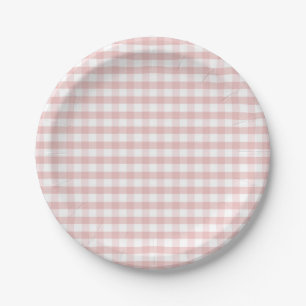 Soft Pink Gingham Kariert Birthday Baby Dusche Pappteller
