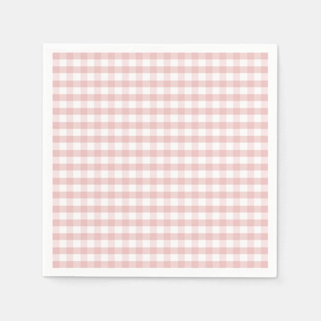 Soft Pink Gingham Kariert Birthday Baby Dusche Serviette (Vorderseite)