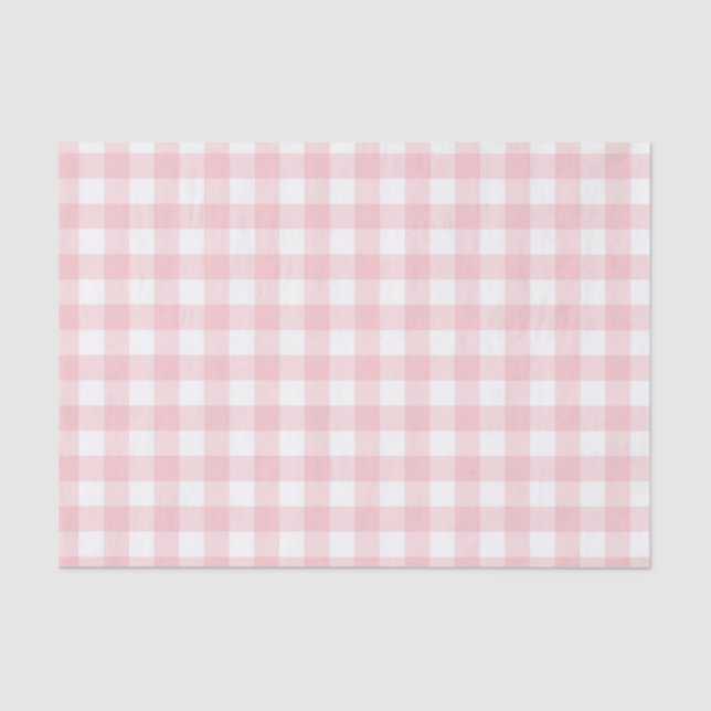 Soft Pink Gingham Karo Karierte Geschenkverpackung Seidenpapier (Vorderseite)