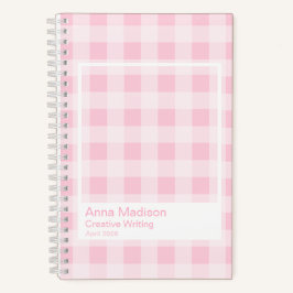Soft Pink Gingham Transparent Frame Notizbuch