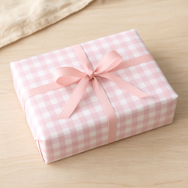 Soft Pink Gingham Wrapping Paper Geschenkpapier Set (Von Creator hochgeladen)