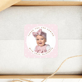 Soft Pink Girl Geburtstag Foto Danke, dass ihr gek Quadratischer Aufkleber