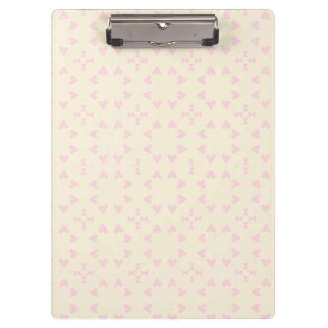 Soft Pink Heart Pattern – Cute Aesthetic Seamless  Klemmbrett (Vorderseite)