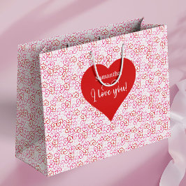 Soft Pink Hearts I Love You Personalized Valentine Große Geschenktüte