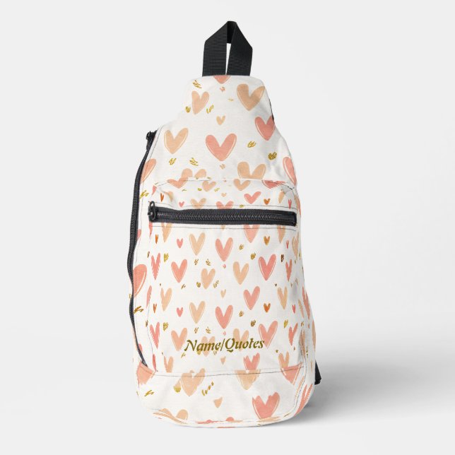Soft Pink Hearts Seamless Pattern Crossbody Bag (Vorderseite)