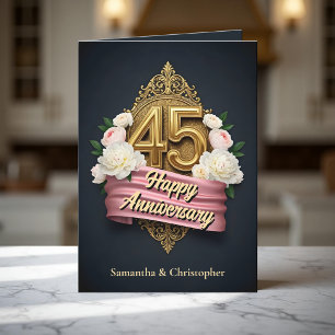 Soft Pink & Ivory Peonies 45. Hochzeitstag Karte
