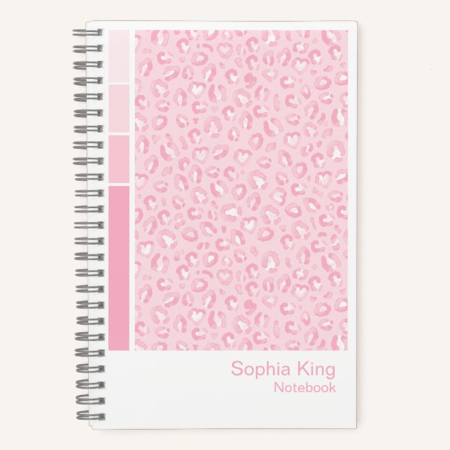 Soft-Pink-Leopard-Vertikal-Paletten-Notizbuch Notizbuch (Vorderseite)