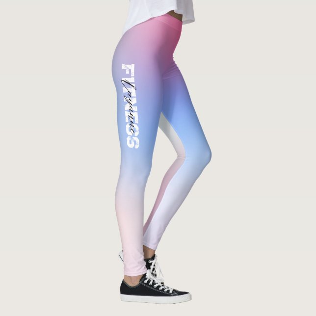 Soft Pink Light Blue Gym Yogout Workout Leggings (Rechts)