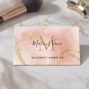 Soft Pink Marble Custom Makeup Artist Card Visitenkarte