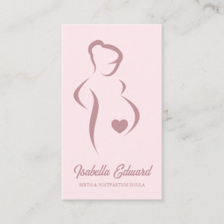 Soft Pink Maternity Doula Identity Illustration Visitenkarte