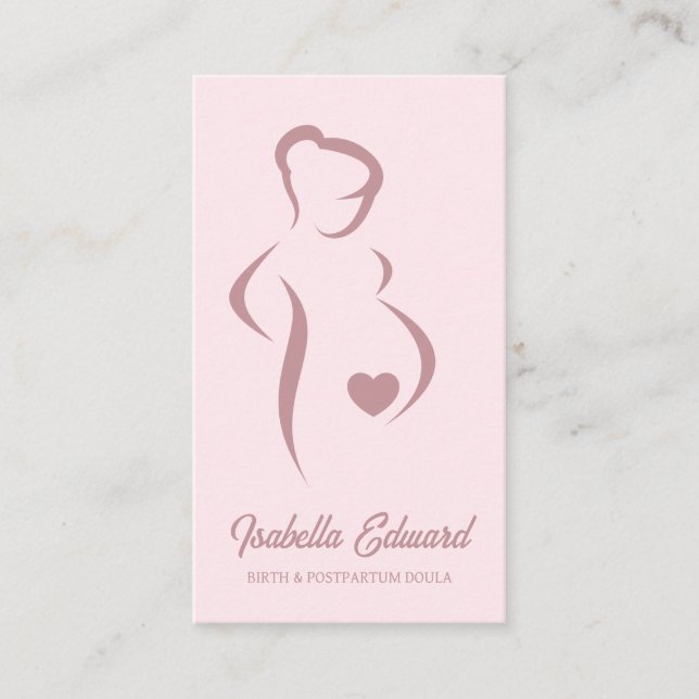 Soft Pink Maternity Doula Identity Illustration Visitenkarte (Vorderseite)