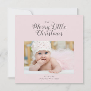 Soft Pink Merry Little Christmas Square Foto Card Feiertagskarte