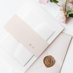 Soft Pink Monogram Einfache Schlichte Moderne Hoch Einladungsbanderole