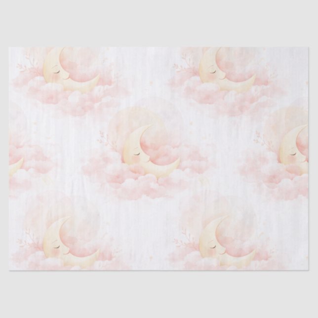 Soft Pink Moon Baby Shower Tissue Paper, Celestial Seidenpapier (Vorderseite)