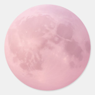 Soft Pink Moon Emoji Runder Aufkleber