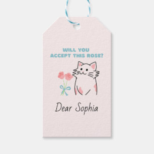 Soft Pink Niedlich Cat&Rose Geschenktasten Geschenkanhänger