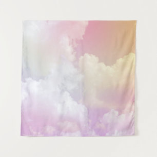 Soft Pink Orange Sky: Fluffy Wandteppich