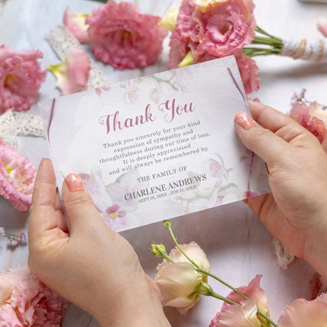 Soft Pink Orchid Beerdigung Beileid Dankeskarte (Von Creator hochgeladen)