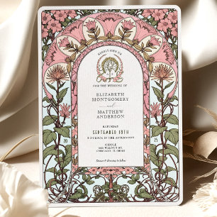 Soft Pink & Pastel Elegante Jugendstil-Hochzeit Einladung