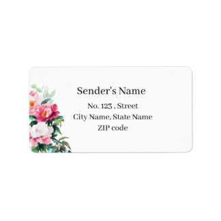 Soft Pink Peony & Eucalyptus Floral Return Address Adressaufkleber