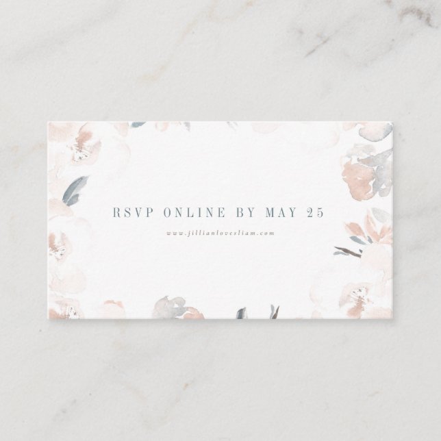Soft Pink Peony Wedding Online RSVP Card Begleitkarte (Vorderseite)