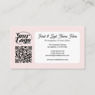 Soft Pink QR Code Foto Social Media Icons Inhalt Visitenkarte