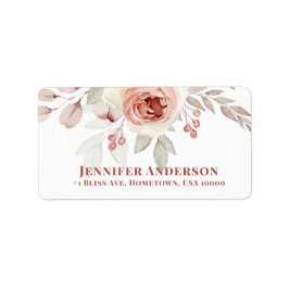 Soft Pink Romantische Rose auf White Wedding Adressaufkleber
