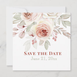Soft Pink Romantische Rose auf White Wedding Save The Date