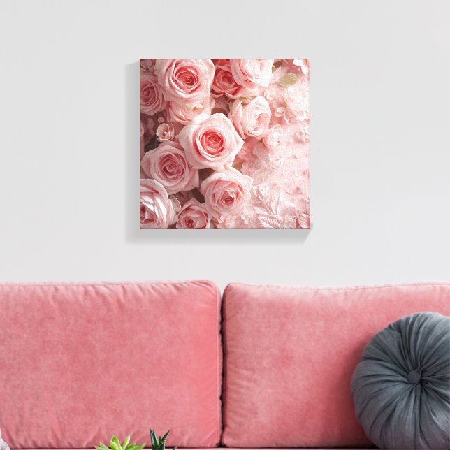 Soft Pink Rose Garden - Elegante Kunst, Dichtung u Leinwanddruck (Insitu (Wohnzimmer))
