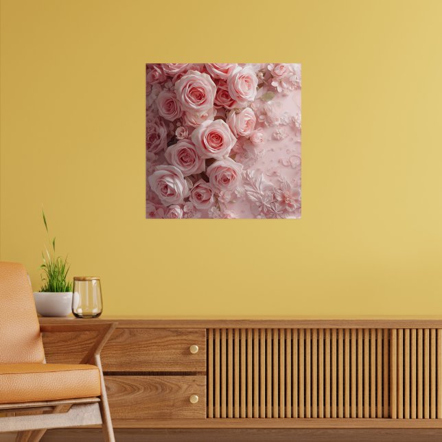 Soft Pink Rose Garden - Elegante Kunst, Dichtung u Poster (Wohnzimmer 2)