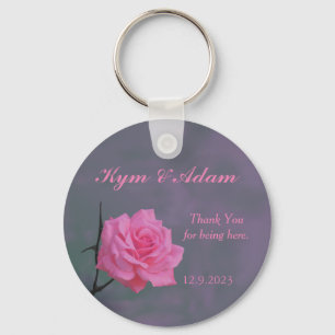 Soft Pink Rose Personalized Wedding Favor Key Ring Schlüsselanhänger
