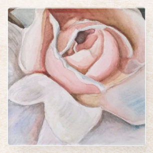 Soft Pink Rose von Jodi Mahaffey in Watercolor Glasuntersetzer
