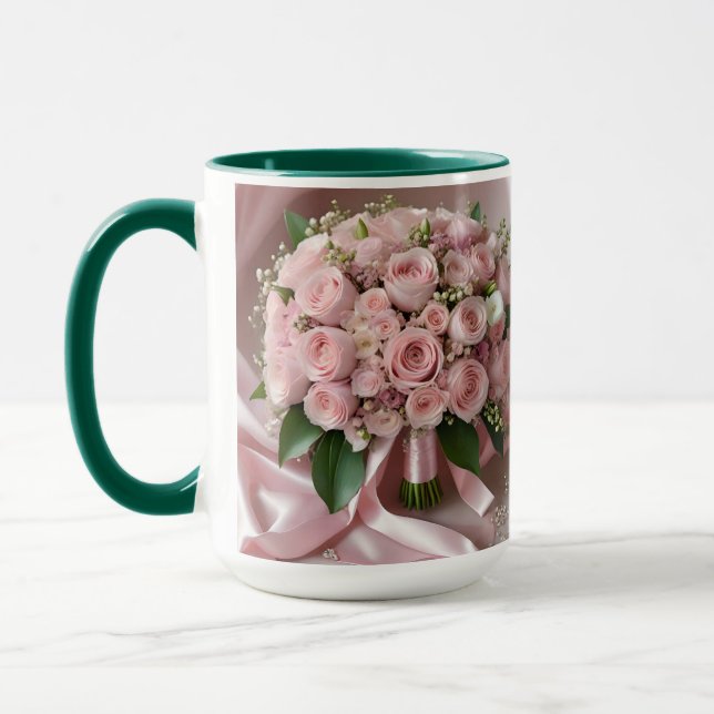 Soft Pink Rose Wedding Bouquet Tasse (Links)