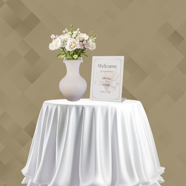 Soft Pink Rose Wedding Pedestal Schild (Von Creator hochgeladen)