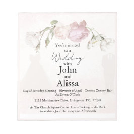 Soft Pink Roses & Bride and Groom Collection Notep Notizblock