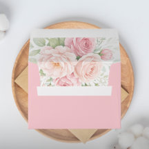soft pink roses floral envelope 