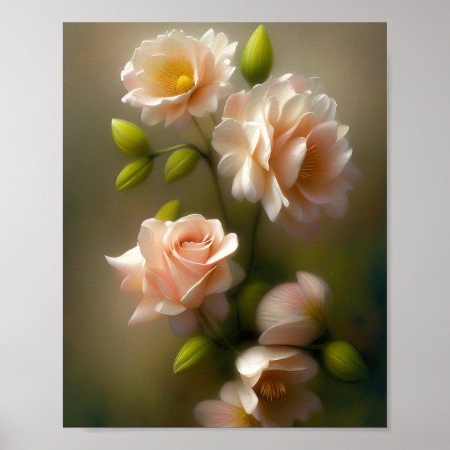 Soft pink roses roses poster (Vorne)