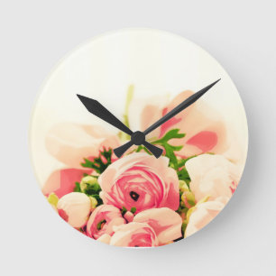 Soft Pink Roses ! Runde Wanduhr