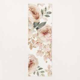Soft Pink Roses Watercolor Floral Print Botanical Yogamatte