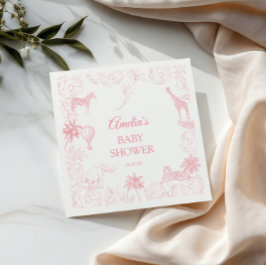 Soft Pink Safari Jungle Animals Baby Shower Serviette