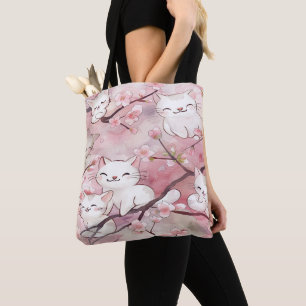Soft Pink Sakura Blume Niedliche Katzen Muster