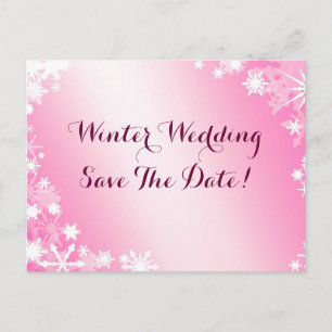 Soft Pink Schneeflocken Save the Date Postkarte 2