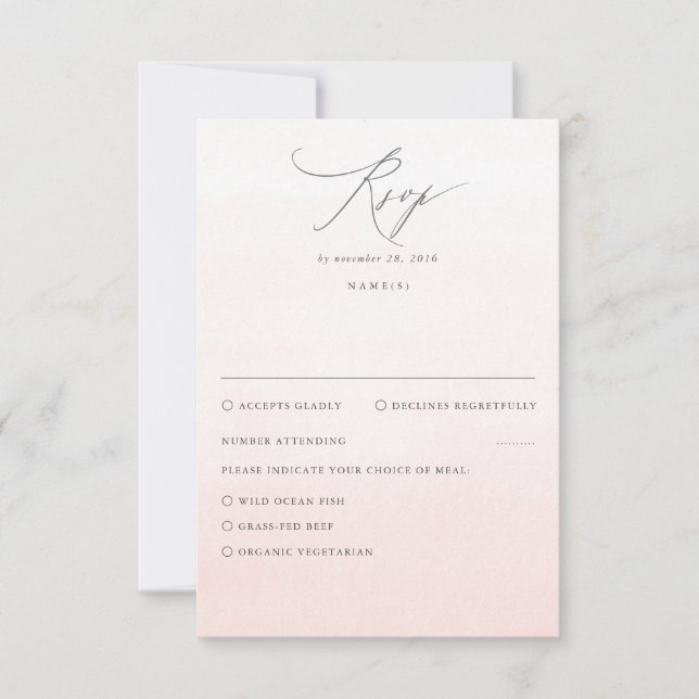 Soft Pink Shades Ombre Gradient Wedding RSVP Karte (Vorderseite)