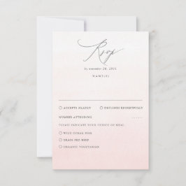 Soft Pink Shades Ombre Gradient Wedding RSVP Karte