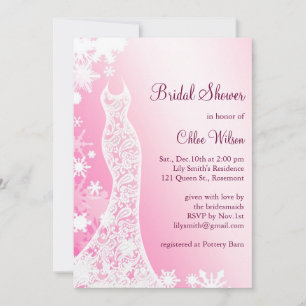 Soft Pink Snowflakes Bridal Dusche Einladung 2